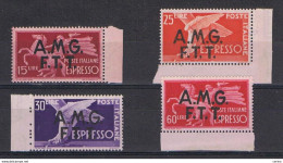 TRIESTE  A:  1947/48  ESPRESSO  DEMOCRATICA  -  S. CPL. 4  VAL. N. -  SASS. 1/4 - Eilsendung (Eilpost)