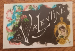 Prénom - Valentine - Jolie Carte Art Nouveau Envoyée De Racines, Aube Par Michaut Ernest - Prénoms