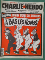 CHARLIE HEBDO 1999 N° 346 ANTI PACS L'UNION SACREE DES RELIGIONS A BAS  LES HOMOS - Humor