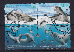 AAT (Australia): 2001   Endangered Species - Leopard Seal  SG152a   45c  Used Block Of 4 - Usados