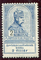 HUNGARY  1913 Flood Relief 2 Kr. LHM / *.. Michel 144 - Ongebruikt