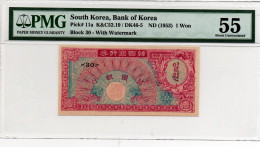 Korea South Banknote - Bank Of Korea 1 Won - ND 1953 - With Watermark - Block 30 - AUNC - Corea Del Sud