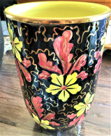 Cerart Monaco Vase En Faïence à Décor Polychrome De Fleurs - XXe Siècle Signé - Vases