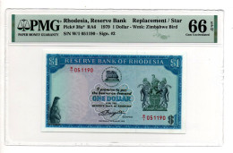 RHODESIA Banknote - REPLACEMENT - 1 Dollar - ND 1979 - Watermark Zimbabwe Bird - UNC 66 EPQ - Rhodesia