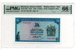 RHODESIA Banknote - REPLACEMENT - 1 Dollar - ND 1979 - Watermark Zimbabwe Bird - UNC 66 EPQ - Rhodésie