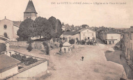 La COTE-SAINT-ANDRE (Isère) - L'Eglise Et La Place St-André - Hôtel Du Louvre - Ecrit 1918 (2 Scans) - La Côte-Saint-André
