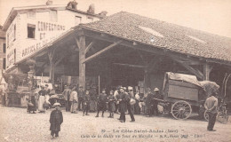 La COTE-SAINT-ANDRE (Isère) - Coin De La Halle Un Jour De Marché - Fontaine - Ecrit (2 Scans) - La Côte-Saint-André