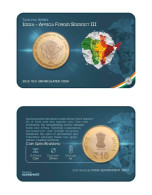 INDIA 2015 INDIA - AFRICA FORUM SUMMIT III Commemorative Rs.10.00 COIN In Card  Packed By NUMISMATE As Per Scan - Fictifs & Spécimens