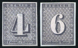 1843 Suisse Canton Zurich 4-6 Rp. Neuf Sans Gomme Mi.1-2 Magnifique Reproduction - 1843-1852 Poste Federali E Cantonali