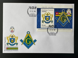 Togo 2022 FDC 1er Jour S/S Bloc Mi. ? 50 Ans Grande Loge Régulière Franc-maçons Freimaurer Freemasonry Masonic - Freemasonry