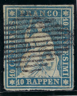 SUISSE Ca.1854: Le ZNr. 23A, TB Marges, TB Obl. "grille", Signé Weid - Gebraucht