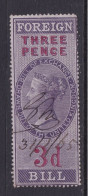 GB  QV  Fiscals / Revenues Foreign Bill 3d Lilac And Red Gu Perf 14;  Good Used - Fiscale Zegels