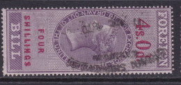 GB  QV  Fiscals / Revenues Foreign Bill 4/- Lilac And Red Gu Perf 14; Good Used - Revenue Stamps