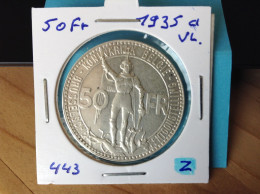 België Leopold III 50 Frank 1935 Vl Zilver. (Morin 443a) - 50 Francs