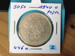 België Leopold III 50 Frank 1940 Fr-Vl Zilver. (Morin 446a) - 50 Francs