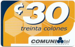 El Salvador - Telemovil - Yellow, $30 Colones, Red Circles, GSM Refill 30₡, Used - El Salvador