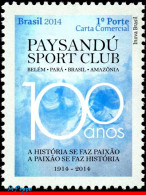 Ref. BR-3266 BRAZIL 2014 - CENTENARY THE PAYSANDU,FAMOUS CLUBS, SPORT, MNH, FOOTBALL SOCCER 1V Sc# 3266 - Clubs Mythiques