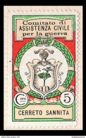 WAR ITALY ERINNOFILI VIGNETTE CINDERELLA CHIUDILETTERA COMITATO ASSISTENZA CIVILE GUERRA CERRETO SANNITA BENEVENTO - Militaria