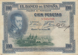 CRBS0265 BILLETE ESPAÑA 100 PESETAS 1925 DOBLE RESELLO MBC - 100 Peseten