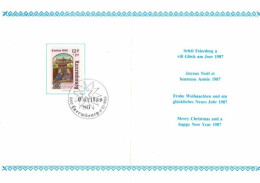 Wenskaart Joyeux Noel Et Heureuse Annee 1987 Speciale Afstempeling 1986 - Cartes Commémoratives