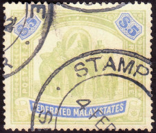 FEDERATED MALAY STATES FMS 1906 $5 Sc#36 Wmk.MCA - Fiscal Used @TE46 - Federated Malay States