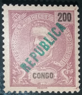 CONGO - 1914 - D.CARLOS I, COM SOBRECARGA "REPUBLICA" - CE118 - Portuguese Congo