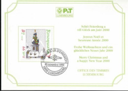 Wenskaart Joyeux Noel Et Heureuse Annee 2000 Speciale Afstempeling 1999 - Cartes Commémoratives