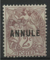 N° 1089 C1 Neuf * (MH) COTE 22 € Surchargé "ANNULE" 2ct Brun-lilas Type Blanc - 1900-29 Blanc