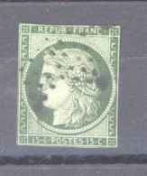 France  :  Yv  2c  (o)  Vert Très Foncé - 1849-1850 Ceres