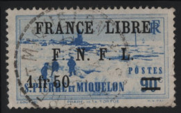 St Pierre Et Miquelon 1942 Used Sc 252 1.50fr On 90c Tortue O/P Thin - Usados