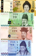 SOUTH KOREA, Set 4 PCS, 1000 Till 50000 Won, 2006/7/9, P54/5/6/7, UNC - Corée Du Sud