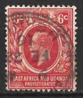 K.U.T.." EAST AFRICA & UGANDA. "..KING GEORGE V...(1910-36..).." 1912.."....SCARLET....6c.....SG46a....VFU... - East Africa & Uganda Protectorates