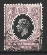 K.U.T..." EAST AFRICA & UGANDA..".KING GEORGE  V..(1910-36.)...." 1912.."...50c......SG51...SHORT CORNER PERF....USED... - Protectorados De África Oriental Y Uganda