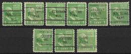 U.S.A......" 1938...".....9 DIFFERENT PRE-CANCELS..... - Préoblitérés