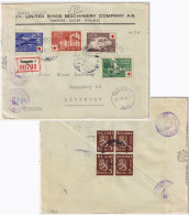 FINLAND - 1945 - Facit F282/5 Red Cross Set On Censored Registered Cover From TAMPERE 1 To LANGEBRO, Sweden - Lettres & Documents
