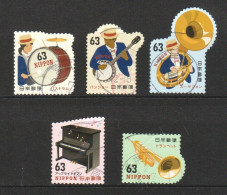 JAPAN 2019 MUSICAL INSTRUMENTS SERIES 2 (DIXIELAND JAZZ MUSIC) 63 YEN 5 STAMPS USED (*) - Used Stamps