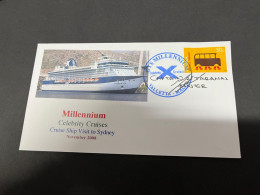 14-7-2023 (2 S 9) Cruise Ship Cover - Celebrity Cruises Millenium (signed By Ship Captain In 2008) 2 Of 10 - Autres (Mer)