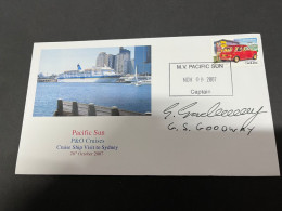 14-7-2023 (2 S 9) Cruise Ship Cover - DPacific Sun (signed By Captain) (2007) - 8 Of 11 - Sonstige (See)