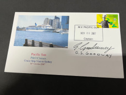 14-7-2023 (2 S 9) Cruise Ship Cover - Pacific Sun (signed By Captain) (2007) - 11 Of 11 - Other (Sea)