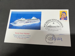 14-7-2023 (2 S 9) Cruise Ship Cover - Seven Seas Mariner (2007) Signed By Captain - 1 Of 10 - Andere(Zee)