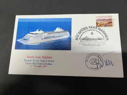 14-7-2023 (2 S 9) Cruise Ship Cover - Seven Seas Mariner (2007) Signed By Captain - 2 Of 10 - Otros (Mar)