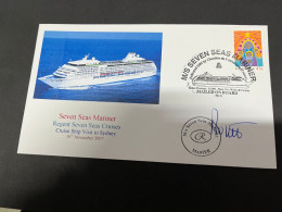 14-7-2023 (2 S 9) Cruise Ship Cover - Seven Seas Mariner (2007) Signed By Captain - 4 Of 10 - Andere(Zee)