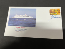 14-7-2023 (2 S 9) Cruise Ship Cover - Black Watch (2008) Signed By Captain - 2 Of 10 - Otros (Mar)