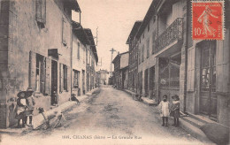 CHANAS (Isère) - La Grande Rue - Voyagé 191? (2 Scans) Ollagnier, 14 Rue Basse-Combalot, Lyon - Chanas