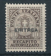 1939. Italian Eritrea (Fee Stamps) - Eritrea
