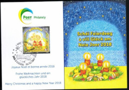 Wenskaart Joyeux Noel Et Bonne Annee 2018 Speciale Afstempeling 2017 - Cartoline Commemorative