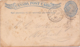 Briefkaart Carte Postale - Canada Stratford On T. - 1892 - 1860-1899 Regno Di Victoria