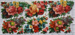RARE VICTORIAN EMBOSSED DIE CUTS -+1890 FLOWERS Ca. 7,5/3,4 Inch - 19/8,5 Cm - Fleurs