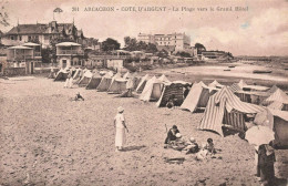 FRANCE - Arcachon - Cote D'Argent - La Plage Vers Le Grand Hôtel - Tentes - Plage - Animé - Carte Postale Ancienne - Arcachon