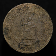 Indochine / Indochina, 1 CENTIME (CENTIEME DE PIASTRE), 1888, Bronze, TB+ (VF), KM#1, Lec.40 - Otros – Asia